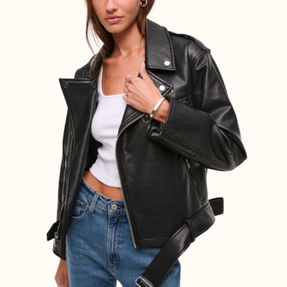 Abercrombie Vegan Leather Biker Jacket